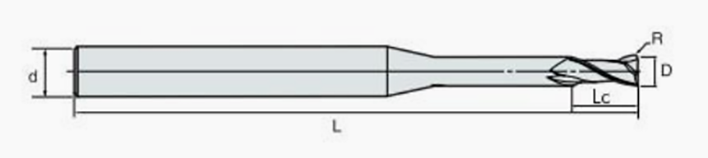 Long Neck Short Flutes Corner Radius End Mill6